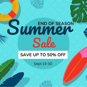 End of Season Summer Sale 50% Off
